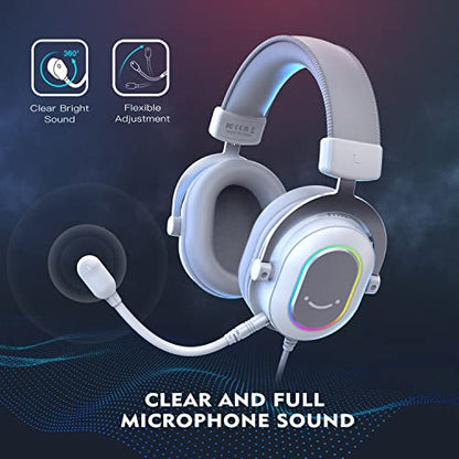 FIFINE Streaming RGB USB Microphone Gaming Headset Bundle, PC Condenser Mic Wired Headset on PS4/PS5, Gamer Kit Plug and Play for Recording, Online Game, Discord, Twitch (A6TW+H6W)