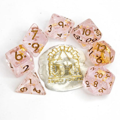 Sage’s Portal Cantrips DND Dice Set - Round Edge Resin 7-PC Polyhedral DND Dice Set for Dungeons and Dragons D&D RPG Tabletop TTRPG (Pink Transparent) - color: Pink Transparent