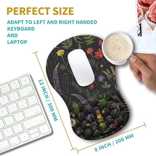 Hokafenle Ergonomic Mouse Pad Wrist Support, Wrist Rest Mousepad for Carpal Tunnel Pain Relief with Integrated Memory Foam Slope Massage Bulge (11.8x7.9 inch,Flowers - color: KM25-Flowers