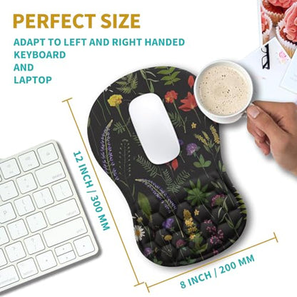 Hokafenle Ergonomic Mouse Pad Wrist Support, Wrist Rest Mousepad for Carpal Tunnel Pain Relief with Integrated Memory Foam Slope Massage Bulge (11.8x7.9 inch,Flowers - color: KM25-Flowers