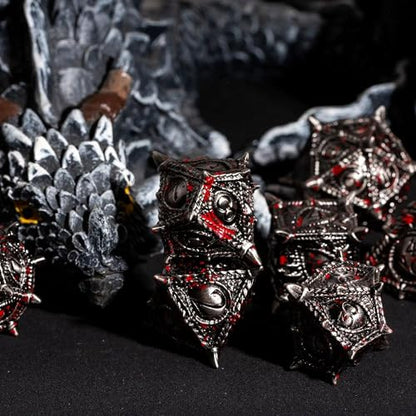 Metal Dice Set Bloodstained Dragon Metal DND Dice for Tabletop Games | Leather Storage Bag, DM Gift, for Dungeons and Dragons Role Playing Games - color: Dragon-bloodstained