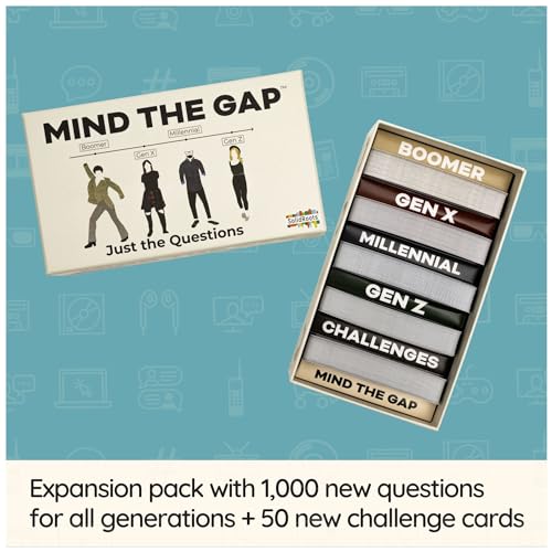 Spin Master Games Mind the Gap Just the Questions Family Trivia Game | 1000 New Generational Questions, Sparks Fun Family Conversations, Fun Choice for Family Game Night, 2+ Players, Ages 12+ - color: Multicolor