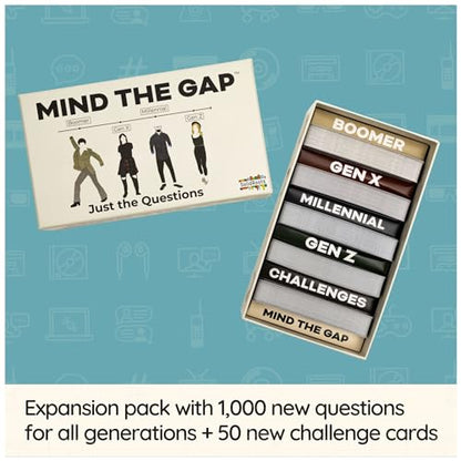 Spin Master Games Mind the Gap Just the Questions Family Trivia Game | 1000 New Generational Questions, Sparks Fun Family Conversations, Fun Choice for Family Game Night, 2+ Players, Ages 12+ - color: Multicolor