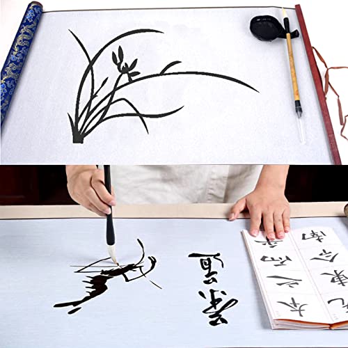 Flylin Calligraphy Cloth, Reusable Chinese Calligraphy Practicing Tool Magic Water Painting Paper Ten Thousand Times Writing Cloth Scroll for Home School (Blue) - color: Blue