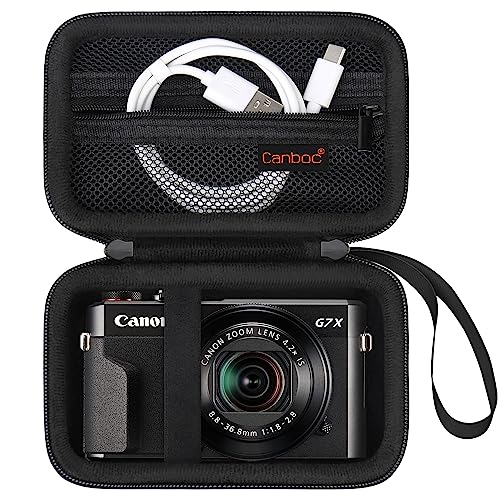 Canboc Camera Case for Canon PowerShot G7 X Mark III/ G7X Mark II Digital 4K Vlogging Camera, Point and Shoot 4K Video Camera Bag, Zipper Mesh Pocket fits USB Cable, Batteries, Black - color: Black