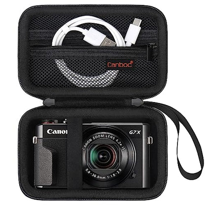 Canboc Camera Case for Canon PowerShot G7 X Mark III/ G7X Mark II Digital 4K Vlogging Camera, Point and Shoot 4K Video Camera Bag, Zipper Mesh Pocket fits USB Cable, Batteries, Black - color: Black