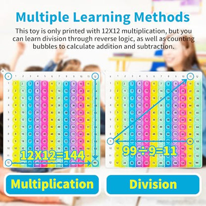 12x12 Multiplication Chart Pop Toy Board, Math Games for Kids, Educational Math Manipulatives, Classroom Learning Supplies, Stress Relief Fidget Toy for Kids & Adults with Anxiety - style: 12X12 Multiplication Chart Pop Toy