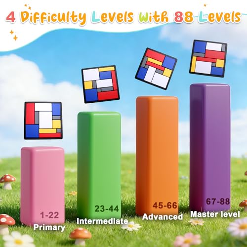 2 Pcs Logic Puzzle Brain Teaser Game for Adults, 88 Challenges 4 Difficulty Levels Logic Puzzles, Portable STEM Educational Thinking Game Toy for Classroom, Family Brain Training
