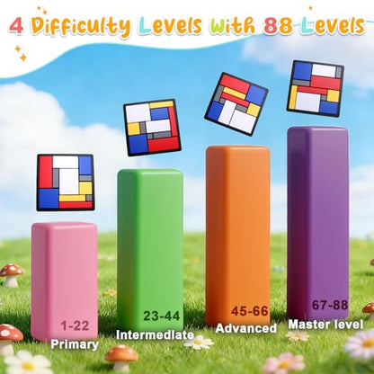 2 Pcs Logic Puzzle Brain Teaser Game for Adults, 88 Challenges 4 Difficulty Levels Logic Puzzles, Portable STEM Educational Thinking Game Toy for Classroom, Family Brain Training