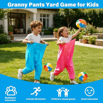 24Pcs Granny Pants Yard Game Funny Field Day Outdoor Games for Adults Kids and Family Gaint Pant Set for Brithday Party Tossing Games Activities for Groups - size: 4 Small