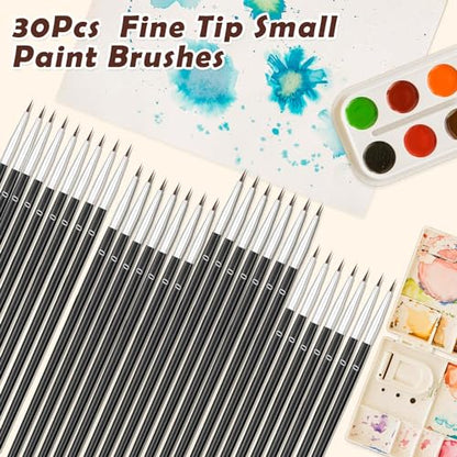 Anezus 30 Pcs Tiny Detail Paint Brushes #0 Fine Paint Brushes Set Liner Brush for Miniature 40k Model Crafts Watercolor Acrylics Oil - size: #0