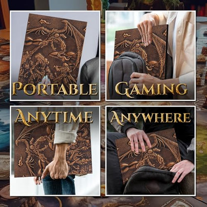 DM Screen for DND with 4 Wider Panels - Stunning Panoramic Battle Scene | 3D Embossed Faux Leather, Clear Pockets, Fits US Letter 8.5 x 11, For Dungeon Masters, Game Masters, Gift for DnD, RPG