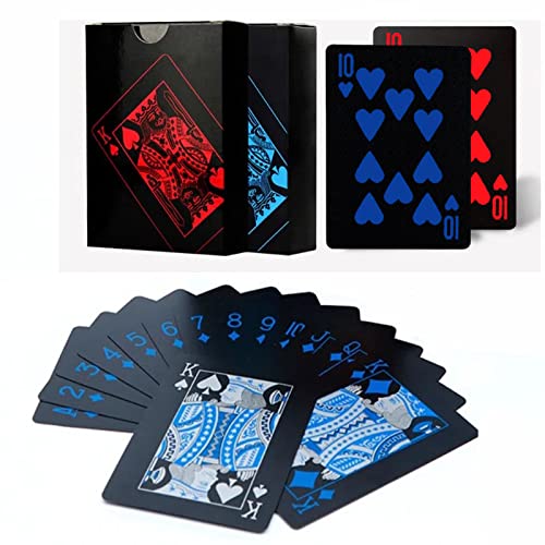Merytes 2 Deck of Waterproof Poker Cards and Playing Cards with Flexible Plastic PVC and Classic Trick Cards - color: Red Blue