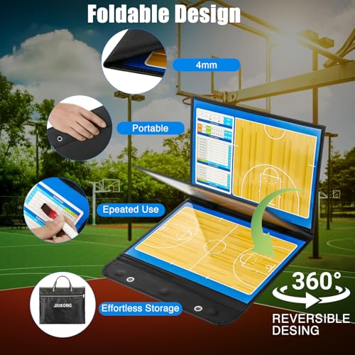 Magnetic Basketball Coaching Board – Portable Dry Erase Whiteboard with Fence Clip, Magnets & Carry Bag, Foldable Basketball Clipboard for Coaches, Ideal Coach Gift - style: Basketball