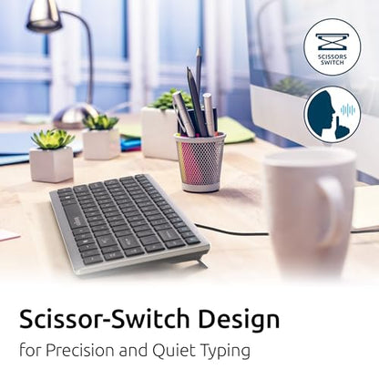 Kensington KB415 USB-C Wired Compact Keyboard, Quiet Scissor-Switch Keys, Programmable, Copilot Hotkey, Compatible with Windows, Black (K75411NA) - size: Compact Size, style: Wired