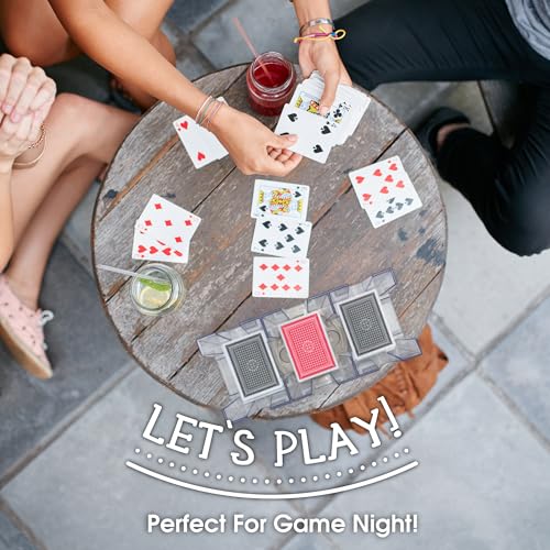 CHH 9 Deck Plastic Revolving Playing Card Tray with 3 Slots – Clear – Easy Access and Great Game Accessory