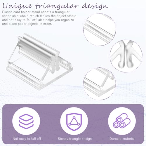 72 Pcs Plastic Game Card Stands Holders Table Number Clear Acrylic Business Cards Holder DIY for Display Paper Piece Pictures Clip Price Board Photos Memos Menus Labels Stand
