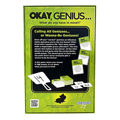 Okay, Genius… Fun Family Game Night Card Game for Teens, Friends & Home - Share Your Opinions on Ridiculous Topics - What Do You Have in Mind?! - for Ages 14 & Up | Opinion guessing game, 300 prompt cards, dry erase board and marker, 50-sheet response pad
