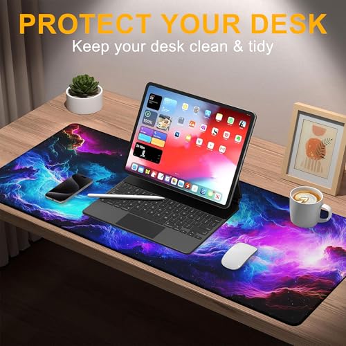 Mouse Pad for Gaming Neon Universe Nebula Big Gaming Mousepad Large Extended Mouse Mat Non-Slip Rubber Base Desk Pad with Stitched Edges for Office Gamer Home 35.4"X 15.7" - color: Boy Watching Wild Sunset