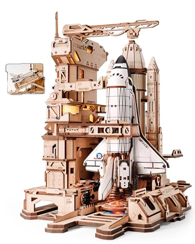 ROKR 3D Puzzles for Adults DIY Space Shuttle | Moving Building Model with Light, Airplane Wooden Puzzles, Desk Decor, Engineering Gifts for Adults Men 14+, STEM Project
