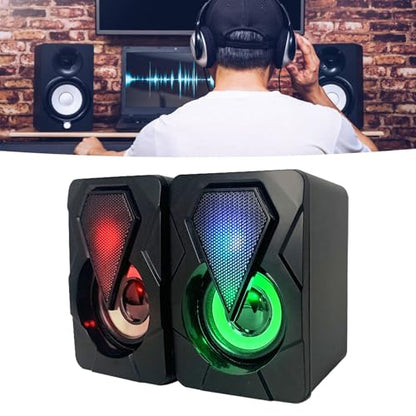 Pomya Gaming Computer Speaker, Stereo Sound with Heavy Bass and RGB Light, USB Powered Desktop Speaker for PC Games and Movies