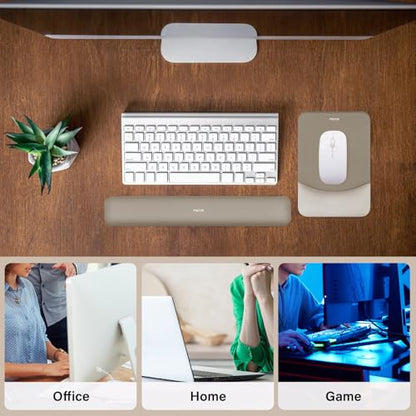 MOSISO Wrist Rest Support Mouse Pad & Keyboard Set, Bronze Brown | Rectangular Ergonomic Mousepad, Non-Slip Base, Home/Office Pain Relief & Easy Typing, Neoprene Cloth & Raised Silicone Lining - color: Bronze Brown