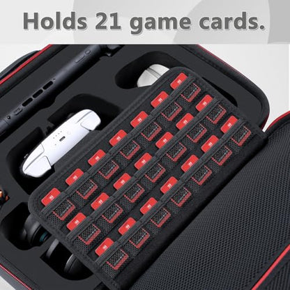 WPGEAR Hard Carrying Case Compatible with Nintendo Switch 2 & Accessories | Travel Bag Holds Switch 2 Console, Pro Controller x 2, Joy-Con Grip, Dock, Power Adapter, 21 Games, Cables and Accessories