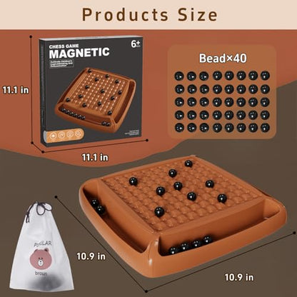 Magnet Game, Magnetic Game Board Games for Kids 8-12 and Adults, Magnet Chess Set Family Games Ideal for Family and Friend Games Night, 2-4 Players - style: Brown 40 Bead