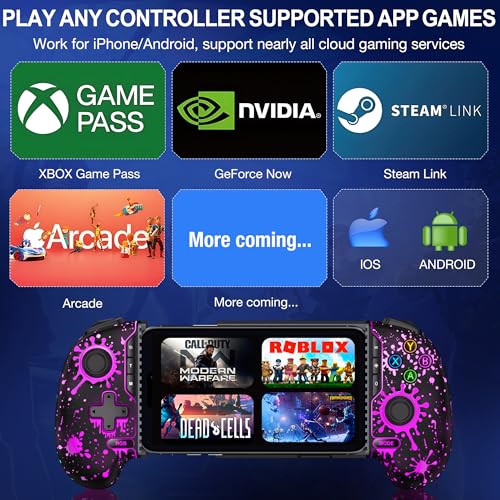 NinjaPlusOX Mobile Gaming Controller for iPhone/Android with Hall Joystick, Wireless Phone Controller with Phone Case Support, Compatible with Xbox Game Pass, Steam Link, Call of Duty, Roblox - color: Black Color Droplet