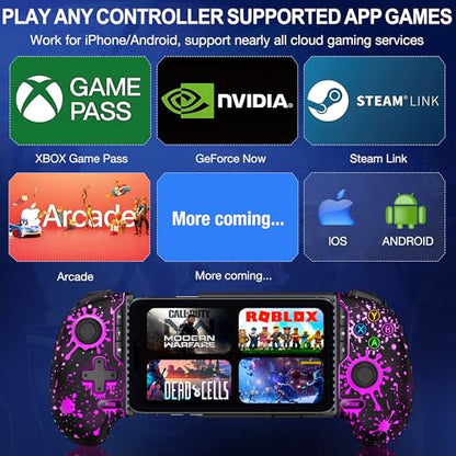 NinjaPlusOX Mobile Gaming Controller for iPhone/Android with Hall Joystick, Wireless Phone Controller with Phone Case Support, Compatible with Xbox Game Pass, Steam Link, Call of Duty, Roblox - color: Black Color Droplet