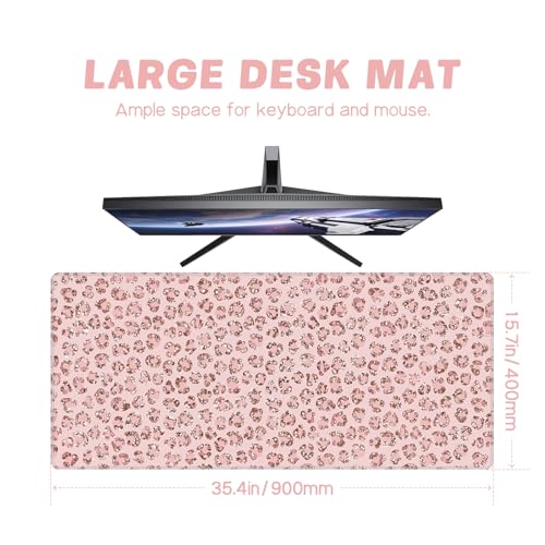 Baziabbo Pink Desk Mat,XXL Extended Large Mouse Pad,Gaming Mousepad with Stitched Edge,Non-Slip Rubber Base Keyboard Desk Pad for Home Office Study Game (C-Pink) - color: C-Pink
