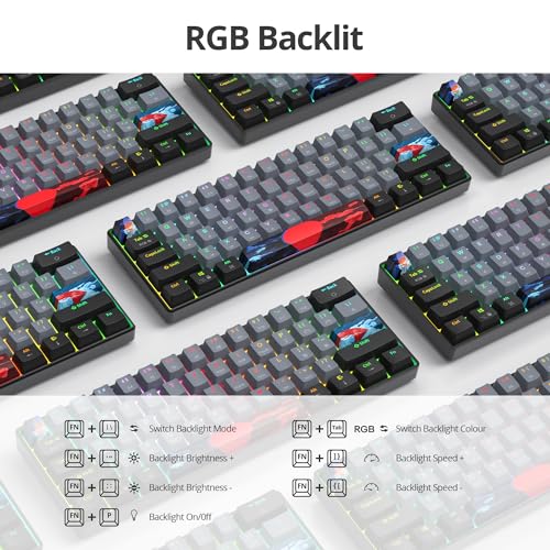 60% Mechanical Keyboard Black and Grey, Compact Gaming RGB Backlit, 61 Keys Mini, USB Wired for Windows Mac Laptop PC (61 Dolch/Red Switches) - color: 61 Dolch/Red Switch
