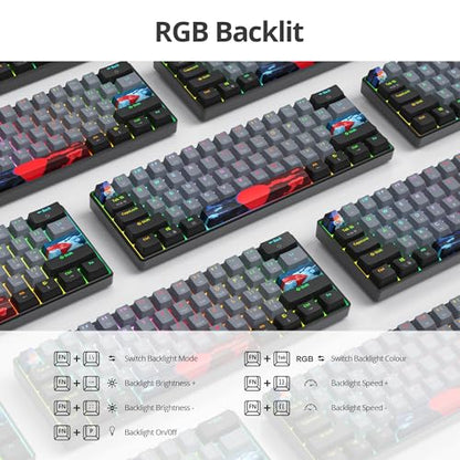 Portable 60% Mechanical Gaming Keyboard Grey/Black, RGB Backlit Wired Key Board with Blue Switch, Compact 61 Keys Mini Office Keyboards with for Windows Laptop PC (61 Dolch/Blue Switch) - color: 61 Dolch/Blue Switch