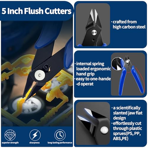69Pcs Basic Model Tools Craft Set with Hobby Clippers Model Tweezers, Modeler Building Kit for Gundam Model Assembling, Building and Repairing