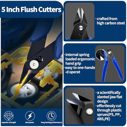 69Pcs Basic Model Tools Craft Set with Hobby Clippers Model Tweezers, Modeler Building Kit for Gundam Model Assembling, Building and Repairing
