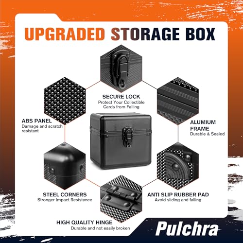 Pulchra Graded Card Storage Box, Top Loaders Case, Sports Trading Box, Slab PSA MTG CSG SGC Magnetic Holder, Carrying Collector Storage Boxes - size: Medium