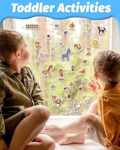 Walenced Reusable Sticker Book for Toddlers, Travel Stickers for Kids, Toddler Craft Activities Toys, Birthday Gifts for Boys & Girls - style: Farm