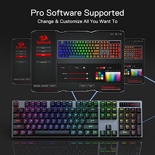 Redragon K556 PRO Upgraded Wireless RGB Gaming Keyboard, BT/2.4Ghz Tri-Mode Aluminum Mechanical Keyboard w/No-Lag Connection, Hot-Swap Linear Quiet Red Switch - color: Black PRO, size: Red Switch