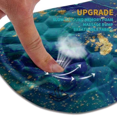 Hokafenle Ergonomic Mouse Pad Wrist Support, Wrist Rest Mousepad for Carpal Tunnel Pain Relief with Integrated Memory Foam Slope Massage Bulge (11.8x7.9 inch,Blue Gold - color: KM09-Blue Gold
