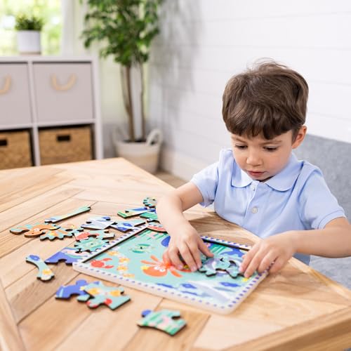 Melissa & Doug Wooden Underwater Jigsaw Spinning Gear Puzzle – 18 Pieces Wooden Puzzle for Toddlers and Preschoolers, for Boys and Girls Ages 3+