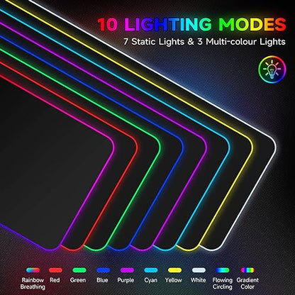 Charging RGB Gaming Mouse Pad - Wireless 15W Mousepad LED Extra Large Mouse Mat 80 * 30cm, 10 Light Modes Gaming Room Accessories, Computer Keyboard Mat Fast Charging Desk Mat for Gaming, Black - size: Large