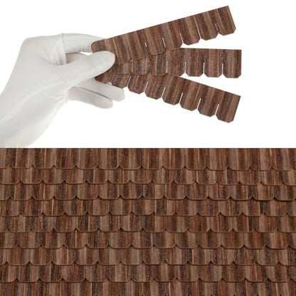 Miniature Roof Shingle Strips for 1:12 Scale Dollhouse Roofing | Set of 25 Strips, REDUCIO! - color: Walnut Tone