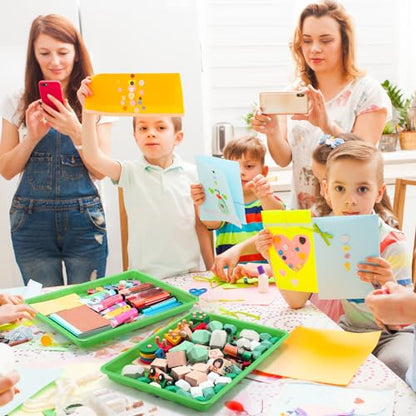 Maitys 15 Pack Plastic Art Trays 12 x 16 Inch Activity Crafts Trays Sensory Tray DIY Projects, Painting, Beads, Jewelry Office Home Organizer Arts and Crafts Supplies(Green) - color: Green