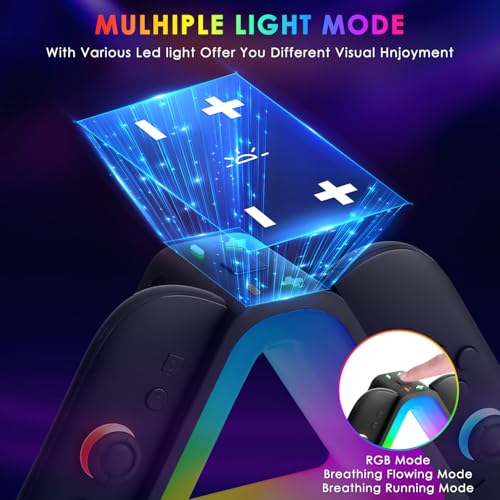 Switch 2 Controller Charging Dock RGB Light for 4 Joy-Cons | Ergonomic magnetic station offers fast USB-C charging with vivid RGB lighting effects