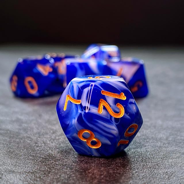 Sage’s Portal Stones DND Dice Set Acrylic Opaque 7-PC Polyhedral DND Dice Set for Dungeons and Dragons D&D Sage’s Cantrips RPG Tabletop TTRPG (Blue/White) - color: Blue/White