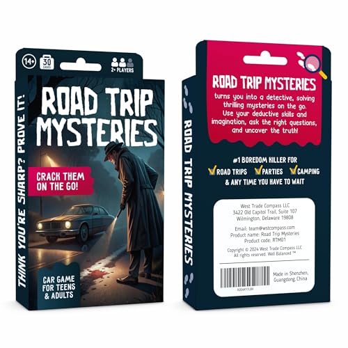 WELL BALANCED Road Trip Mysteries - Car Game for Adults & Teens, Road Trip Travel Essentials