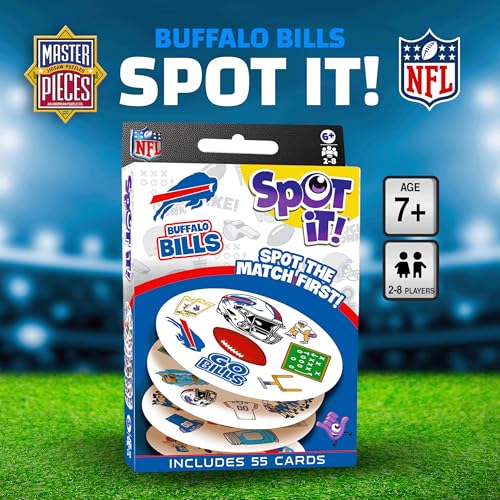 Masterpieces Officially Licensed NFL Buffalo Bills Spot It Game for Kids and Adults | Officially Licensed, For Kids and Adults - style: Buffalo Bills