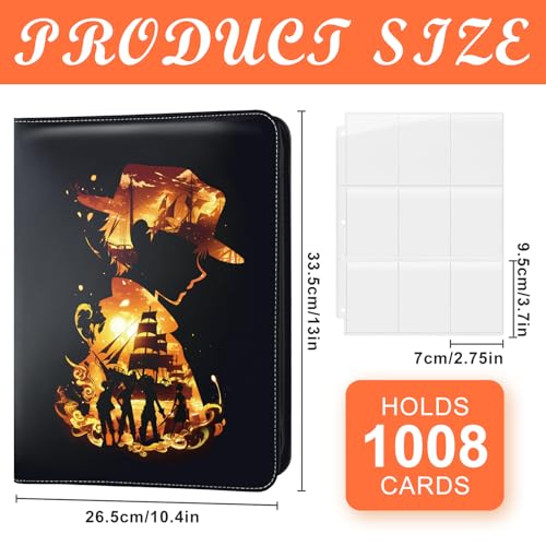 9 Pocket Trading Card Binder 1008 Cards Collection Albums with 56 Removable Sleeves Card Book Holder Leather Collection Storage Binders Compatible with TCG MTG Sport Cards(Silhouette) - style: Silhouette Card Albums