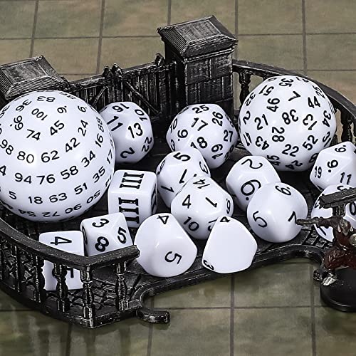 CiaraQ DND Polyhedral Dice Set (15pcs) D4-D100 Game Dice with Dice Bag | Acrylic Role Playing Dice for Dungeons and Dragons MTG Table Games (White & Black) - color: White & Black