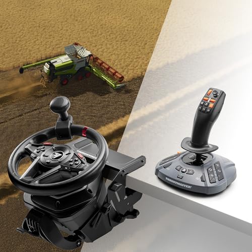 Thrustmaster T128P SimTask Racing Wheel & FarmStick Pack - PS5 & PC | Force-feedback base, T2PM pedal set, 3-axis joystick, 33 action buttons, metal desk attachment, tractor and loader control - style: T128P Farming Pack Bundle